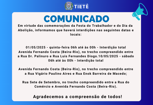 INTERDIÇÕES DE VIAS