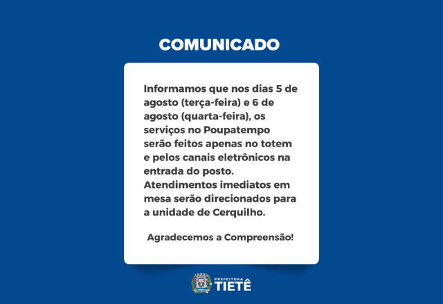 COMUNICADO POUPA TEMPO