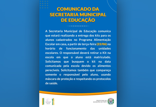 PROGRAMA ALIMENTAÇÃO ESCOLAR EM CASA