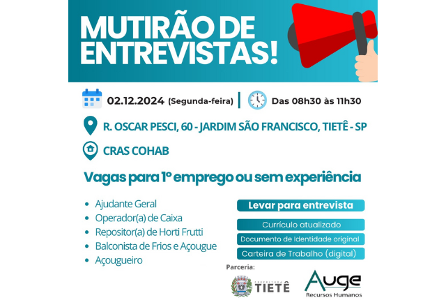 MUTIRÃO DE ENTREVISTAS - CRAS COHAB - 02/12