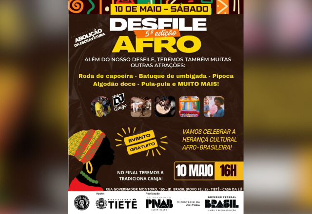 Tietê realiza a 5ª edição do Desfile Afro no próximo dia 10 de maio