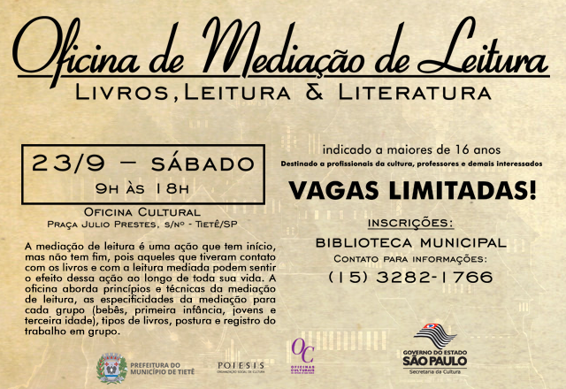 Secretaria de Cultura promove oficina de Mediação de Leitura