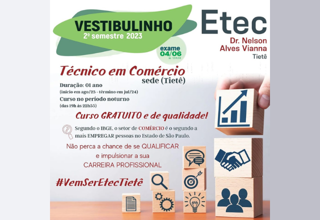 Vestibulinho 2ºsem 2023 | Etec Tietê