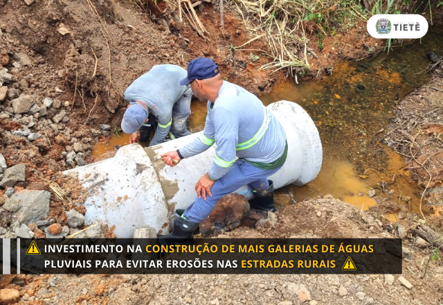 INVESTIMENTO NA CONSTRUÇÃO DE MAIS GALERIAS DE ÁGUAS PLUVIAIS PARA EVITAR EROSÕES NAS ESTRADAS RURAIS