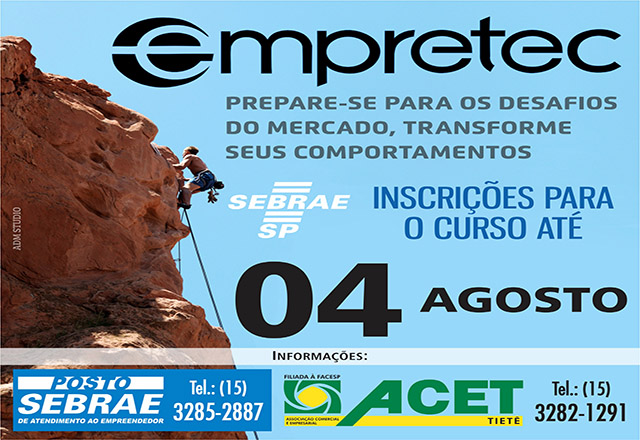 Sebrae Tietê abre as inscrições para o curso do programa Empretec
