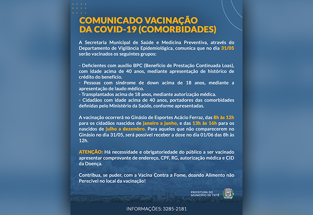 Vacinação contra a Covid-19 (Comorbidades)
