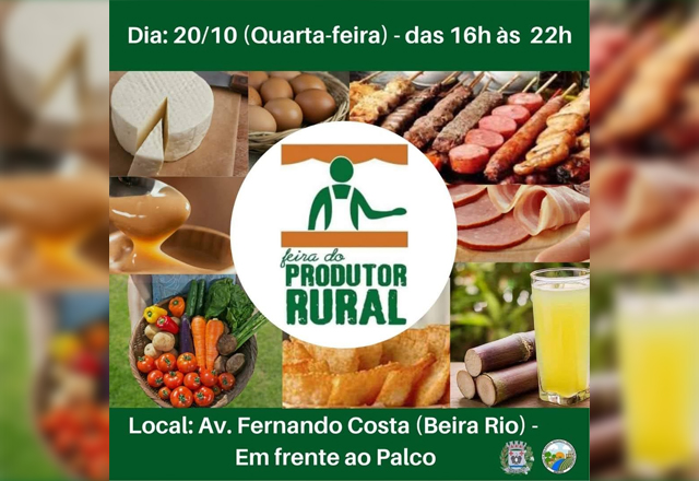NO FINAL DA TARDE DA QUARTA-FEIRA, 20/10, NA BEIRA RIO, ACONTECE A FEIRA DO PRODUTOR RURAL