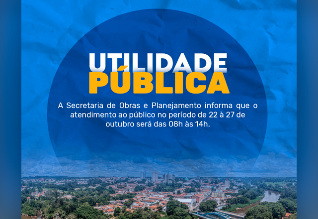 Comunicado Secretaria de Obras e Planejamento
