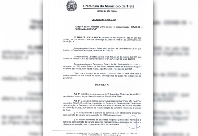 DECRETO N° 7.005/2021 – “DISPÕE SOBRE MEDIDAS PARA CONTER A DISSEMINAÇÃO COVID-19 - RETOMADA SEGURA”