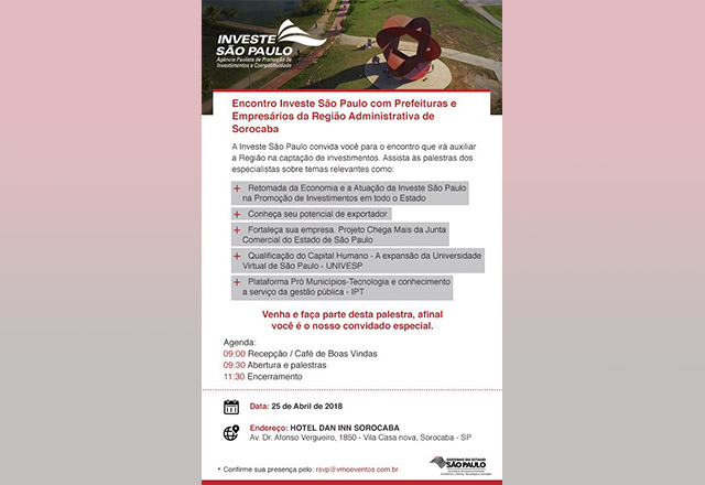 Investe São Paulo promove evento com prefeituras e empresários da região de Sorocaba