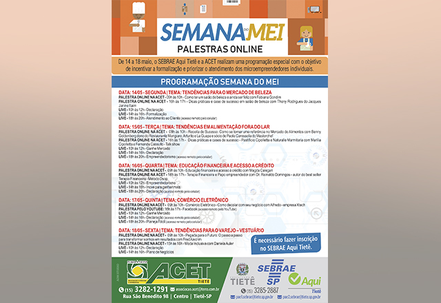 Semana do MEI será realizada em Tietê