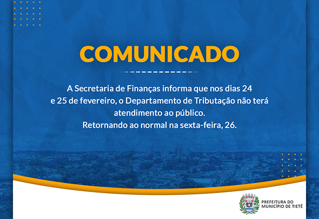 Comunicado departamento de Tributação