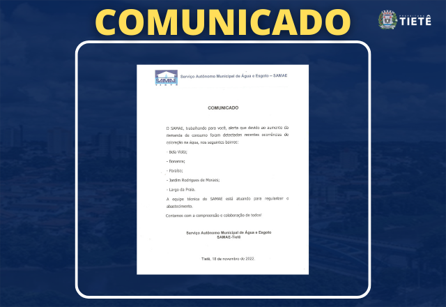 COMUNICADO SAMAE