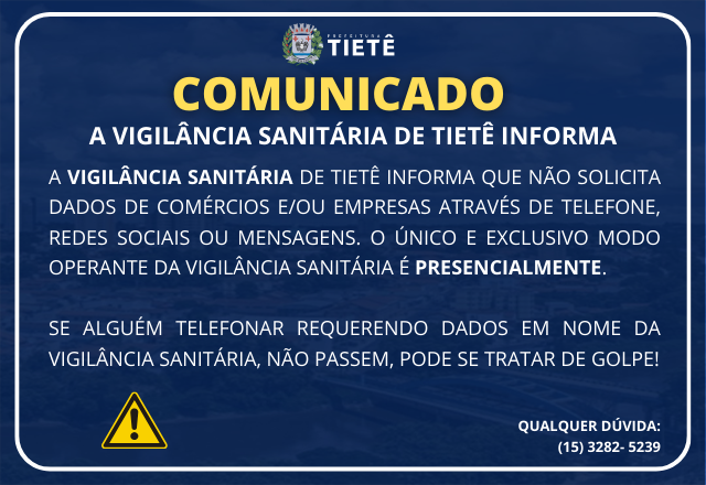 VIGILÂNCIA SANITÁRIA INFORMA: