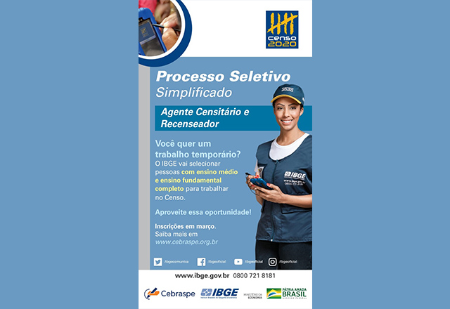 IBGE abre Processo Seletivo Simplificado para Recenseadores e Agentes Censitários