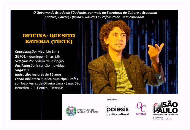 Prefeitura e Governo do Estado realizam oficina Quesito Bateria