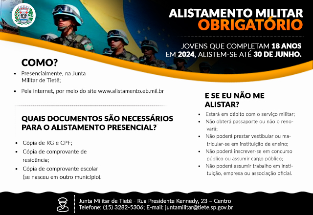 ALISTAMENTO MILITAR OBRIGATÓRIO - 2024