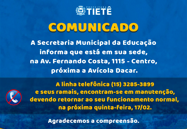 COMUNICADO SECRETARIA MUNICIPAL DA EDUCAÇÃO
