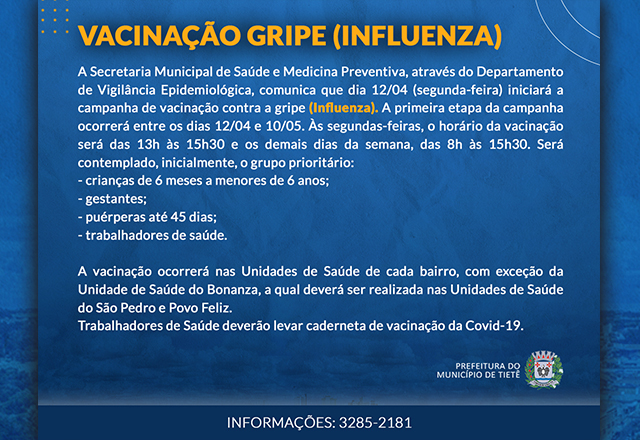 Vacinação contra a gripe (influenza)