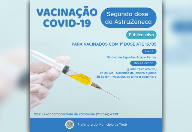 VACINAÇÃO CONTRA A COVID-19 (SEGUNDA DOSE DA ASTRAZENECA)