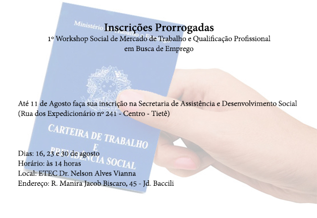 Workshop Social prorroga período de inscrições