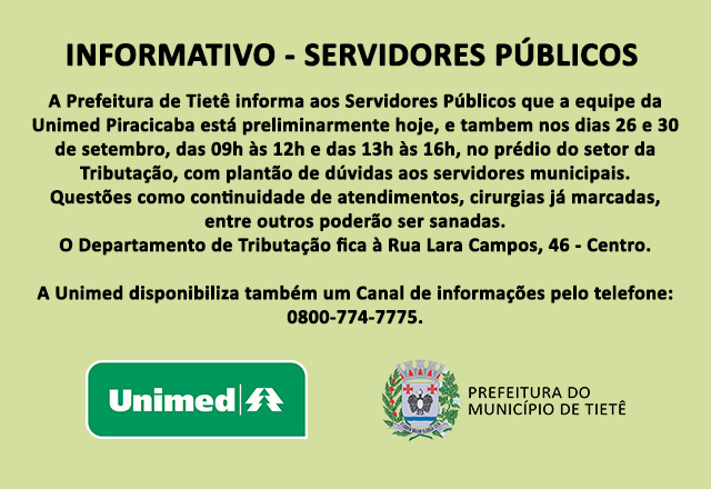 INFORMATIVO - Servidores Públicos (Plano de Saúde)