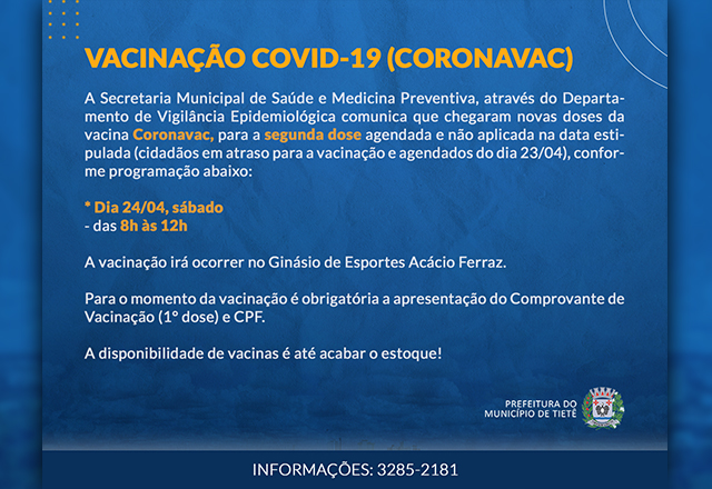 Vacinação contra a Covid-19 (Coronavac)