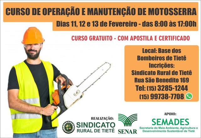 Sindicato Rural oferece curso de Motosserra