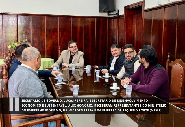 Secretário de Governo, Lucas Pereira, e o Secretário de Desenvolvimento Econômico e Sustentável, Alex Honório, receberam representantes do Ministério do Empreendedorismo, da Microempresa e da Empresa