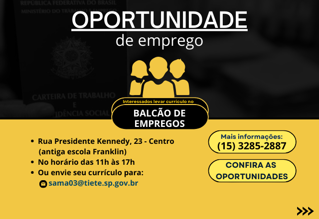 VAGAS DISPONÍVEIS 01/11