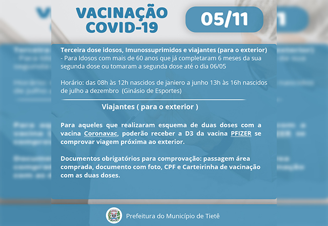 VACINAÇÃO CONTRA A COVID- 19 (05/11)