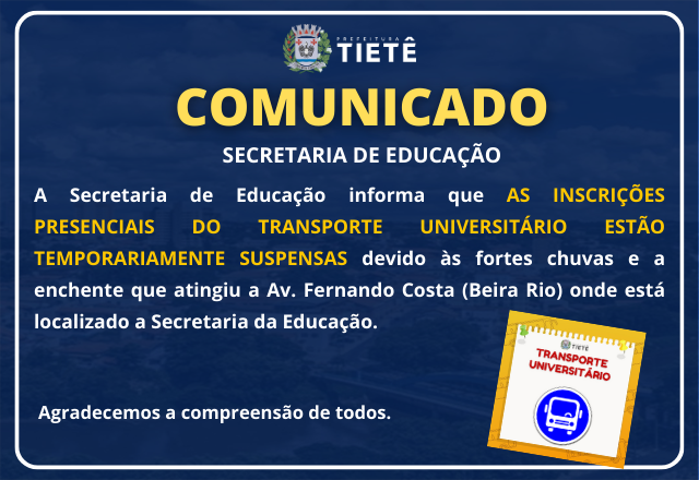 SECRETARIA DE EDUCAÇÃO INFORMA