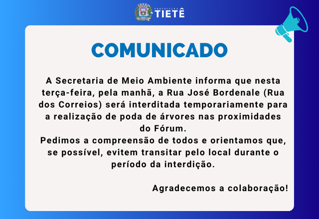 COMUNICADO SECRETARIA DE MEIO AMBIENTE