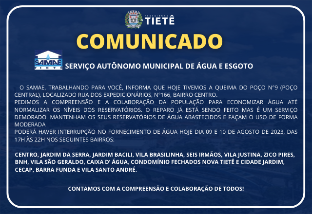 COMUNICADO SAMAE - 09/08/2023