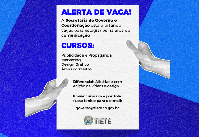 Vaga para estágio na Secretaria de Governo e Coordenação
