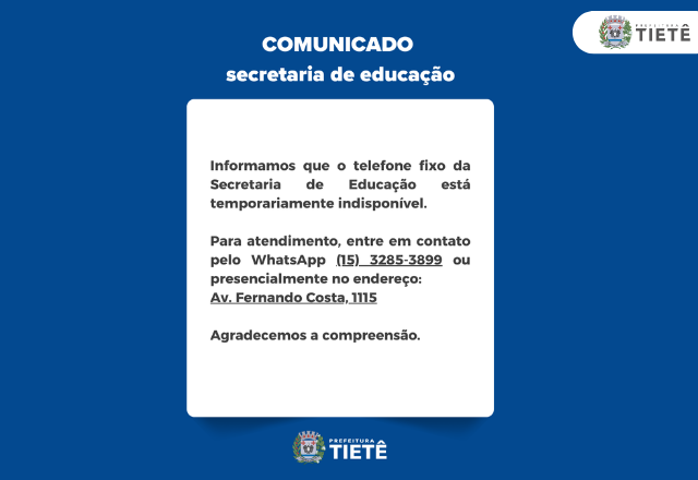 Comunicado - secretária de educação