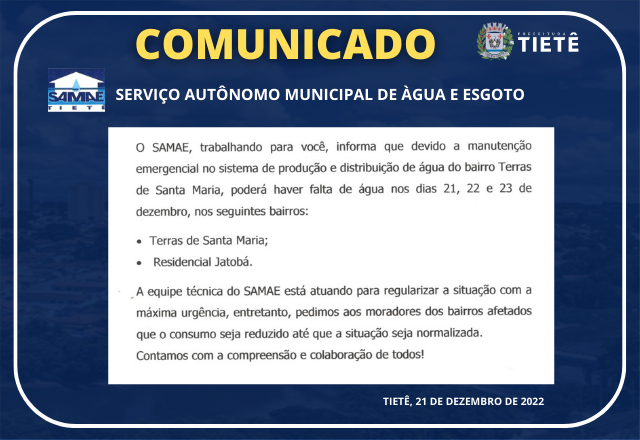 COMUNICADO SAMAE