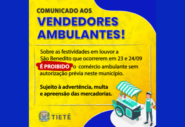 COMUNICADO AOS VENDEDORES AMBULANTES