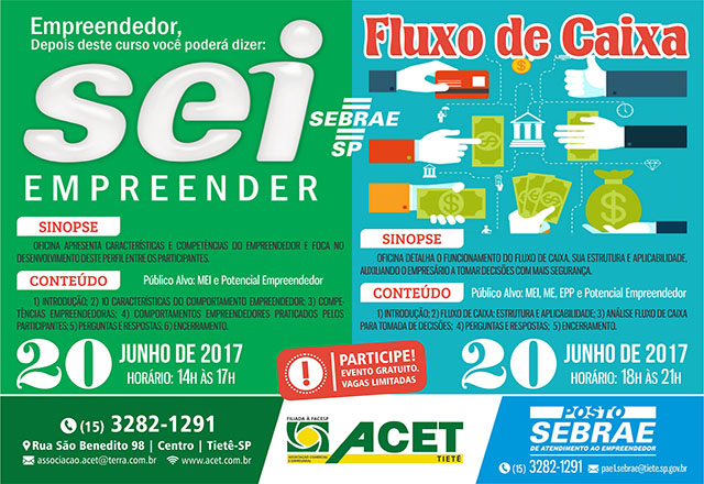 Sebrae divulga datas das oficinas de junho