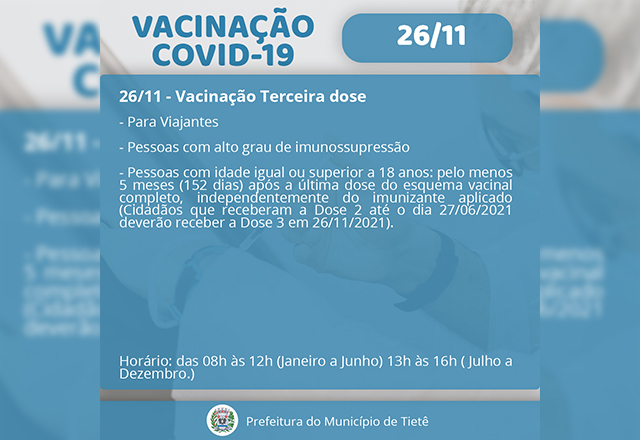 VACINAÇÃO CONTRA A COVID- 19 (26/11)