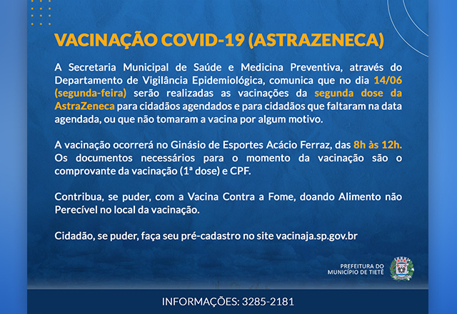 VACINAÇÃO CONTRA A COVID-19 (ASTRAZENECA)