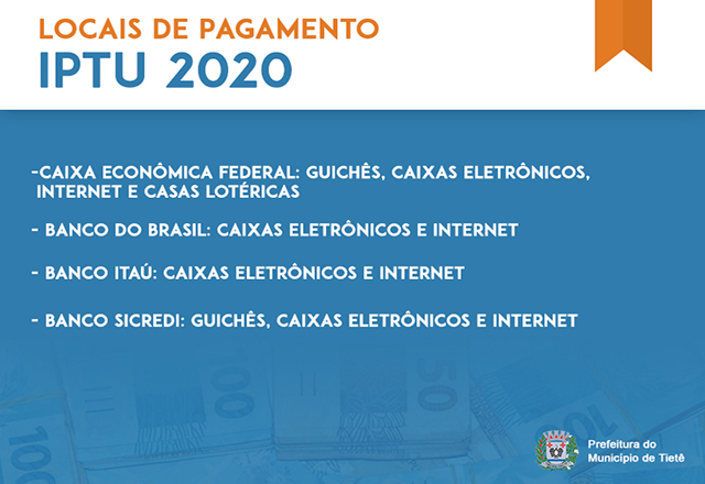 LOCAIS DE PAGAMENTO - IPTU 2020