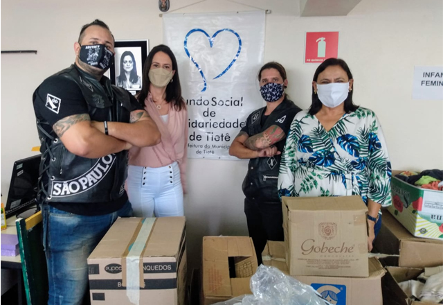 Fundo Social de Solidariedade de Tietê recebe doação do grupo Os Abutres MC Raça em Extinção, SS Tietê Interior.