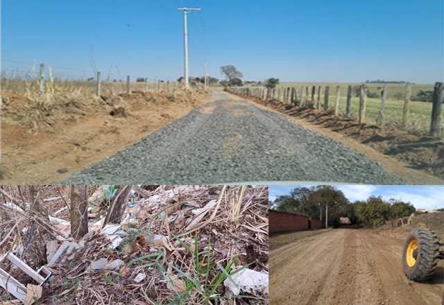 ESTRADA RURAL DO BAIRRO CRUZ DAS ALMAS, ÁREA COM DESCARTE DE LIXO IRREGULAR, NO RESIDENCIAL BETOLA E BAIRRO PARQUE DOS LAGOS SÃO ATENDIDOS PELA SECRETARIA DE SERVIÇOS