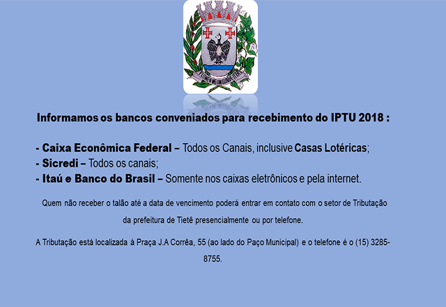 Locais para Pagamento de IPTU