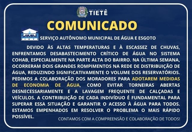 COMUNICADO URGENTE SAMAE!- 18/12/2023