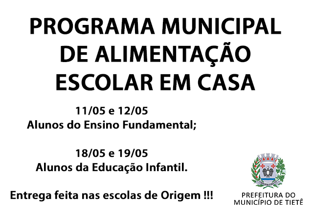 Prefeitura inicia distribuição de Kits de Merenda Escolar na próxima segunda-feira