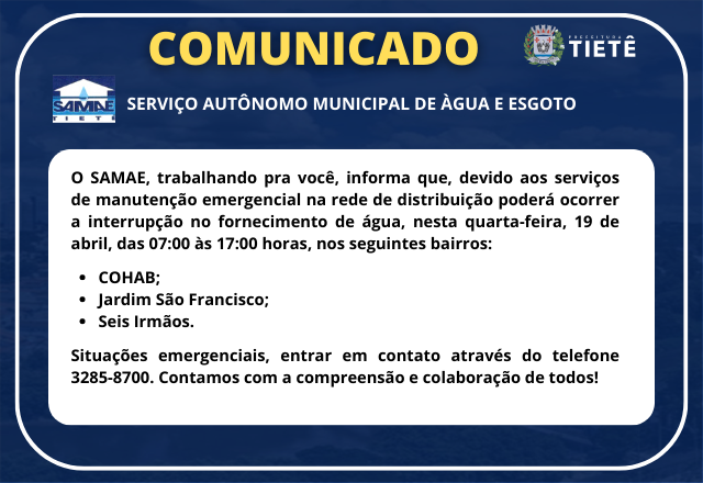 Comunicado SAMAE