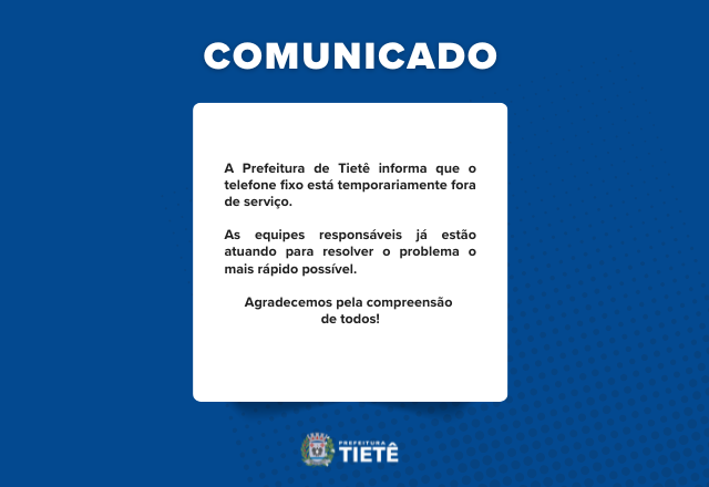 Telefone fixo da prefeitura está fora de serviço