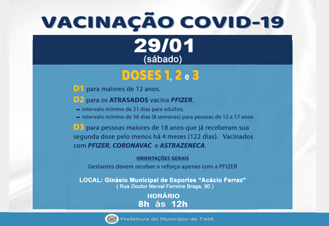 VACINAÇÃO COVID-19 (29/01 - SÁBADO)